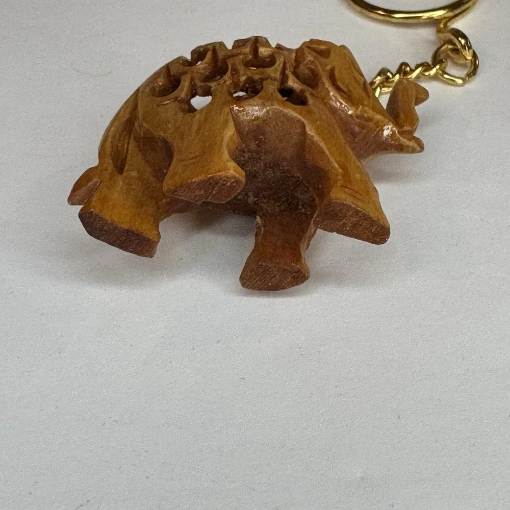Hand Carved Wooden Elephant Good Luck Key‎ Chain